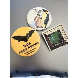 Lot of 3 Vintage Pin Buttons